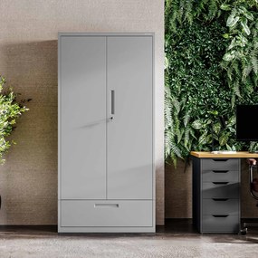 Modulárna kovová multifunkčná skriňa so zásuvkou sivá MEGAN 1850 x 900 x 400 mm