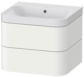 DURAVIT Happy D.2 Plus c-shaped závesná skrinka s nábytkovým umývadlom bez otvoru, 2 zásuvky, 575 x 490 x 480 mm, biela matná lakovaná, HP4345N3636