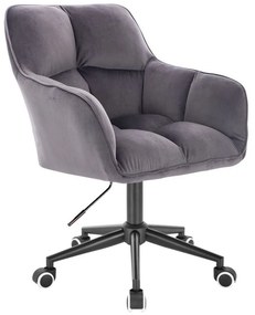 LuxuryForm DESIGN Kreslo AMALFI VELUR na čiernej podstave s kolieskami - tmavosivé
