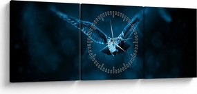 Obraz letiacej sovy (s hodinami) (90x30 cm)