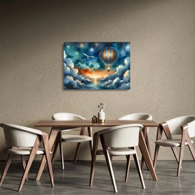 Sklenený obraz - Lietať nočnou oblohou (70x50 cm)