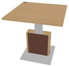 Výškovo nastaviteľný rokovací stôl Verno+ S 120 x 120 cm, dub svetlý / hnedá
