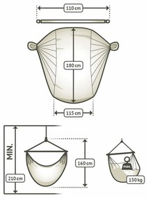 La Siesta Závesné hojdacie kreslo HABANA COMFORT STRIPES - jungle, látka: 100% organická bavlna / tyč: bambus / otočný čap: nerezová oceľ