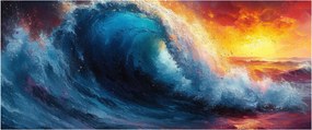 Obraz - Vlna v západu slnka (120x50 cm)