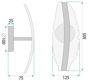 Toolight Toolight, LED nástenné svietidlo, 8W, 4000K, 1000lm, G140-W, zlatá, OSW-02609