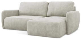 Krémová ženilková rozkladacia/s úložným priestorom rohová pohovka (pravý roh/s leňoškou) Lilo – Makamii