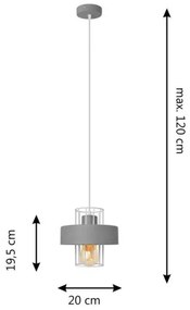 Luster na lanku VOLTA 1xE27/15W/230V šedá