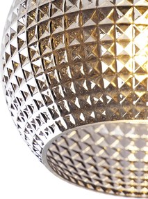 Stropné svietidlo v štýle Art Deco čierne s dymovým sklom - Sphere