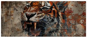 Obraz - Tiger z tehál (120x50 cm)