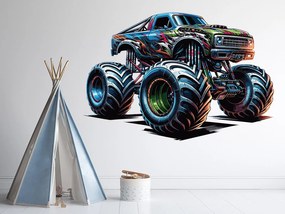 Monster truck 03 textilní prelepiteľná nálepka na stenu hárok 47 x 31 cm