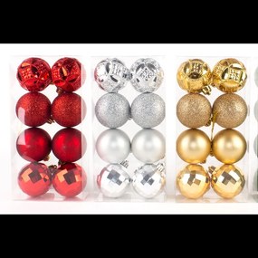 Sada vianočných gúľ priemer 8 cm, 8 kusov, mix 46058