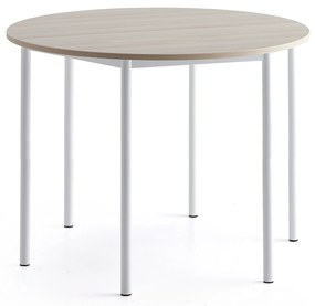 Stôl BORÅS PLUS, Ø1200x900 mm, laminát - jaseň, biela