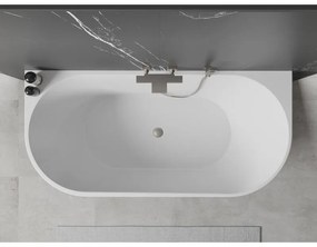 Mexen Oval, voľne stojaca nástenná vaňa 160 x 80 cm, biela, brúsená oceľ prepad, 52671608000-97