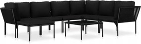 vidaXL 8-dielna sedacia súprava do záhrady s vankúšmi, Pvc, čierna