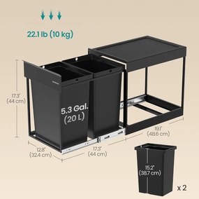 Kôš na triedený odpad Abes 20 l čierny