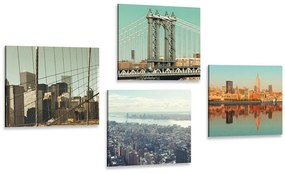 Set obrazov výhľad na mesto New York - 4x 40x40