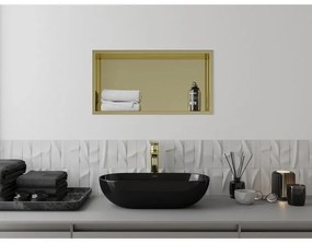 Mexen X-Wall-R, polička na zapustenie na obklad s golierom 60 x 30 cm, zlatá lesklá, 1950603010