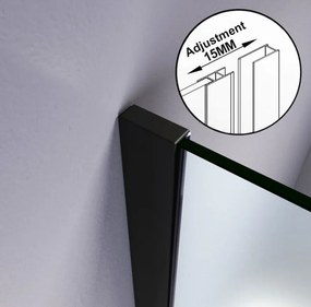 Erga Paris, sprchová zástena Walk-In 140x200 cm v čiernom ráme, 8mm číre sklo, čierny profil, ERG-V02-PARIS-140x200-BF