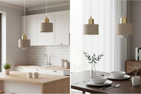 Závesné svietidlo Panta, 2x béžové kovové tienidlo, g