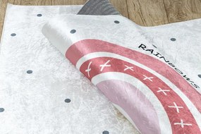 Detský koberec protišmykový BAMBINO 47810 dúha, biely / ružový