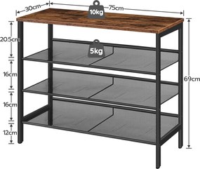 Topánkovník Vasagle Grego 69 cm čierny/hnedý