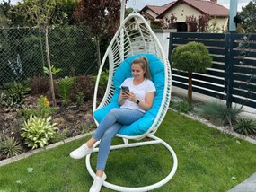 Závěsné houpací křeslo Bellissimo modré/bílé