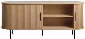 Nízka komoda v dekore duba s posuvnými dverami v prírodnej farbe 76x180 cm Nola – Unique Furniture