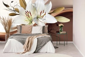 Tapeta decentná ľalia na abstraktnom pozadí