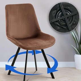 Jedálenská stolička Lewes - zamat - Hnedá
