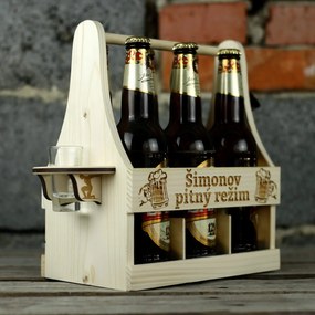 Drevená prepravka na pivo s otvárakom a pohárikom  - 6 pív - personalizovaná