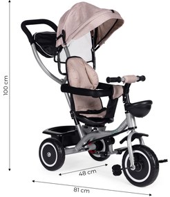 Trojkolka 2v1 otočné sedadlo a skladacia strieška - béžová ECOTOYS