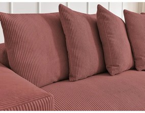 Ružová menčestrová rozkladacia/s úložným priestorom rohová pohovka Voltaire – Bobochic Paris