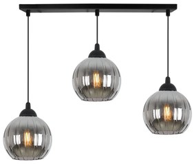 Závesné svietidlo Costa, 3x grafitové sklenené tienidlo, b