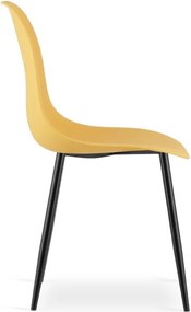 Set dvoch jedálenských stoličiek WAT horčicový - čierne nohy (2 ks)