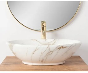 REA-U9685 - Umývadlo na dosku PAMELA 33x53 cm keramika/mramorový dekor