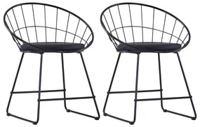 Jedálenské stoličky, sedadlá z umelej kože 2 ks, čierne, oceľ