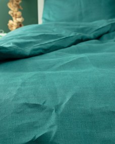 Ľanová posteľná bielizeň Linen 200x200 cm farba produktu zelená látka polopriehľadný, zapletaná