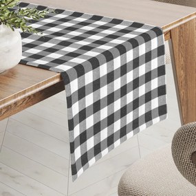 Biante Dekoračný behúň na stôl Rebeka RE-010 Sivo-biela kocka veľká 45x140 cm