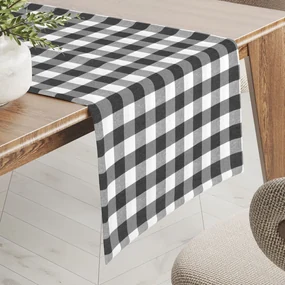 Biante Dekoračný behúň na stôl Rebeka RE-010 Sivo-biela kocka veľká 45x140 cm