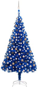 Umelý vianočný stromček s LED a súpravou gulí 210 cm modrý PVC 3077596