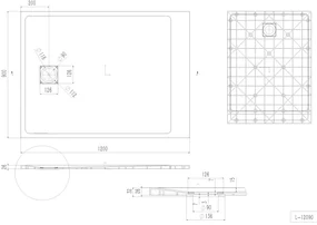 Erga Hyper, SMC sprchová vanička 120x90x2,6 cm + sifón, biela matná, ERG-V06-SMC-9012S-WH