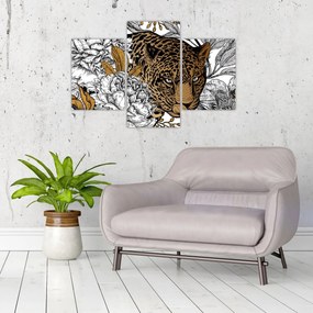 Obraz - Leopard medzi kvetmi (90x60 cm)