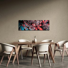 Abstraktný obraz exotických kvetov (s hodinami) (90x30 cm)
