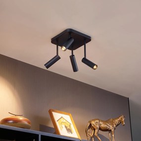 Zaoblené stropné bodové svietidlo čierne GU10 35 mm 4-svetlá otočné a naklápacie - Kate