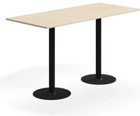 Barový stôl ALVA, 1800x800x1000 mm, s kotvením do zeme, HPL, čierna/breza