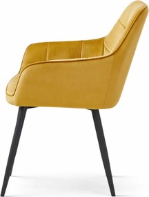 Jedálenská stolička VARSI zamatová, horčicová / čierne nohy