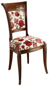 (3986) Kvetovaná čalúnená stolička orech/červená