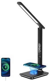 Immax 08965L-LED Stmievateľná lampa s bezdr. nabíjaním KINGFISHER 8,5W/230V čierna 08965L