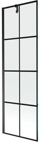 Mexen Next, vaňová zástena 1-krídlová 60 x 150 cm, fixné krídlo, 6 mm číre sklo s čiernym vzorom, čierny profil, 895-060-000-00-77-70