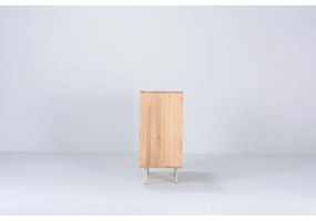 Nízka komoda z dubového dreva v bielo-prírodnej farbe 118x100 cm Fina – Gazzda